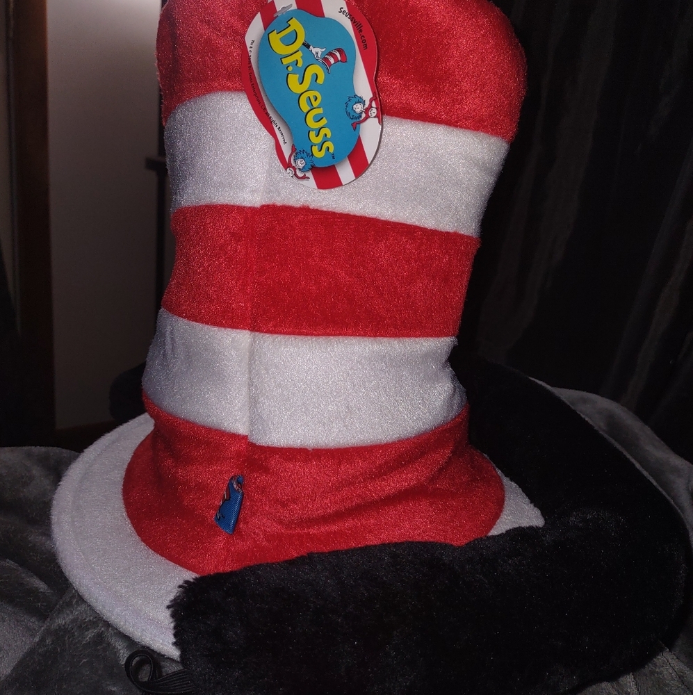 Dr. Seuss Cat In The Hat Velboa Plush Hat with tail